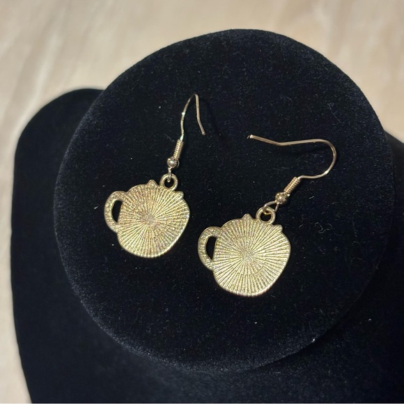 Void Black Cat In Coffee Cup Dangle Earrings, Kitty in Coffee Dangle Earrings - Picture 4 of 10